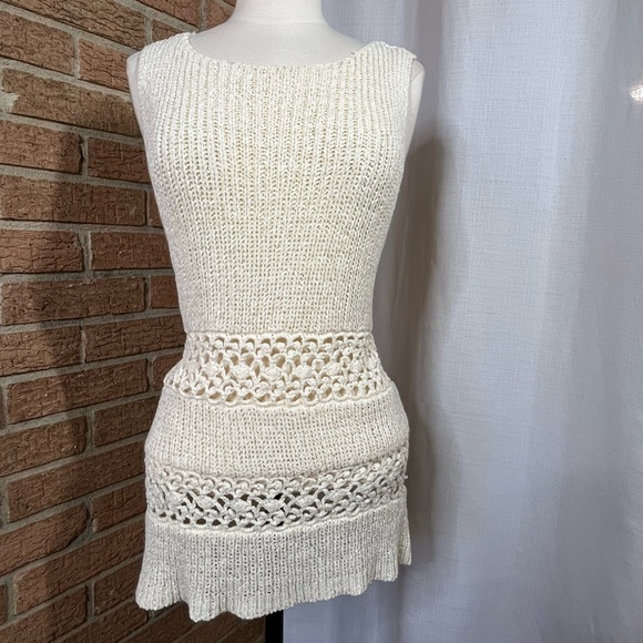 Preston & York Ivory Cream Crochet tank tunic - small - Picture 2 of 7